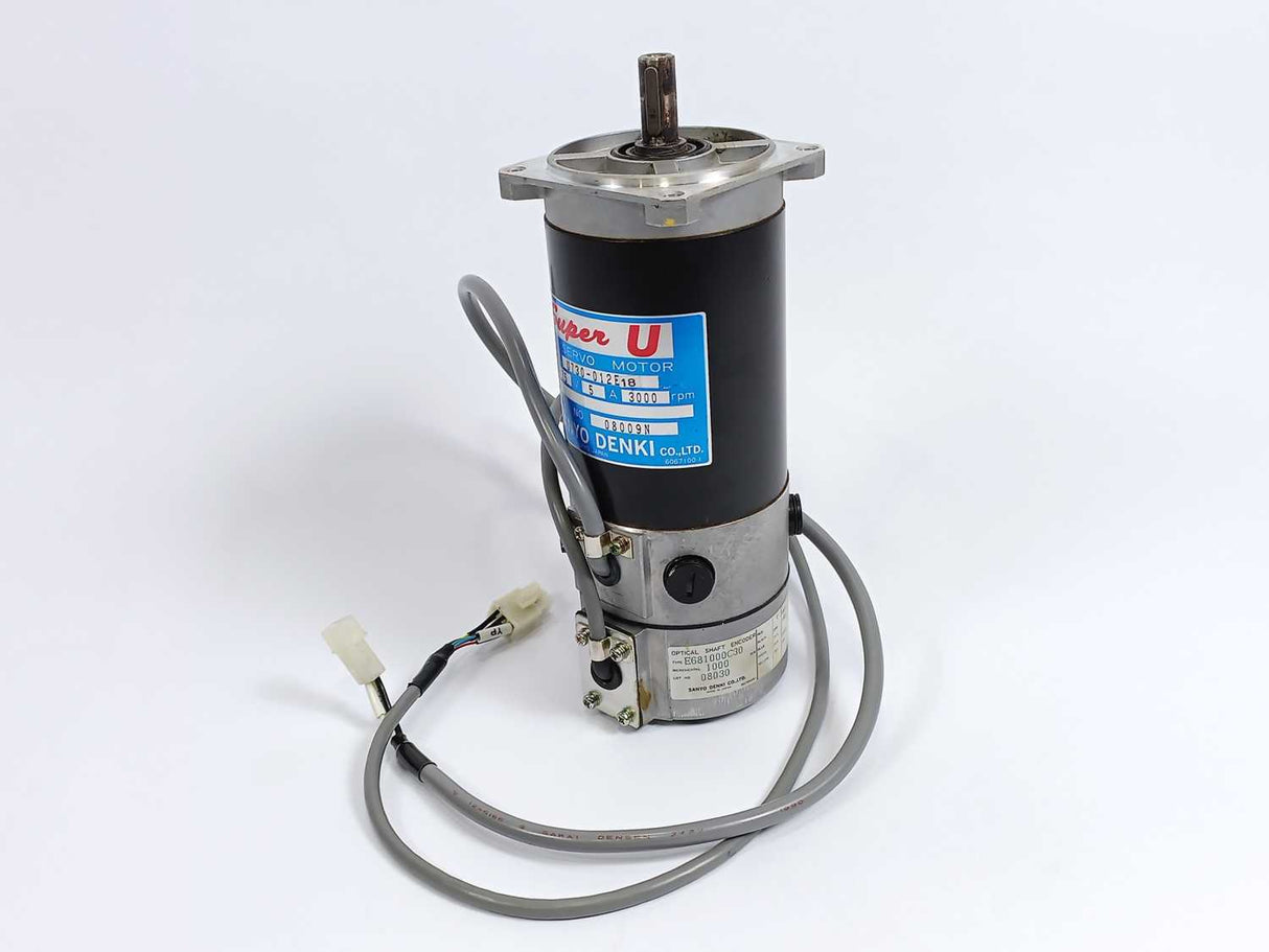 SANYO DENKI U730-012E18 DC Servo Motor + Optical Shaft Encoder E681000C30
