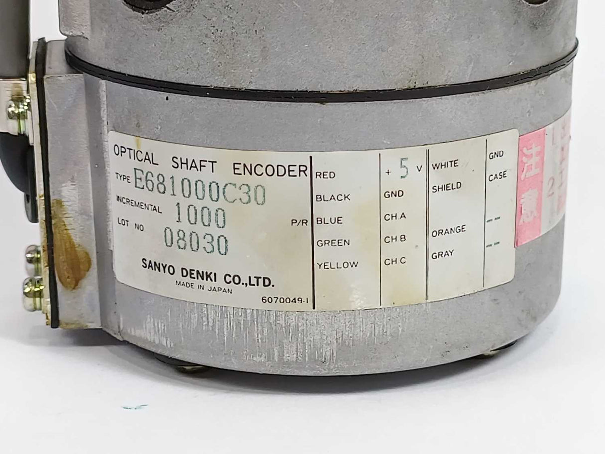 SANYO DENKI U730-012E18 DC Servo Motor + Optical Shaft Encoder E681000C30