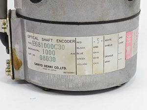 SANYO DENKI U730-012E18 DC Servo Motor + Optical Shaft Encoder E681000C30