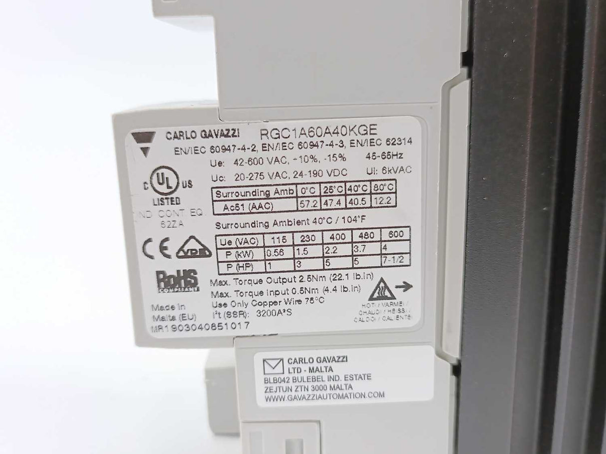 Carlo Gavazzi RGC1A60A40KGE RG Solid State Switch