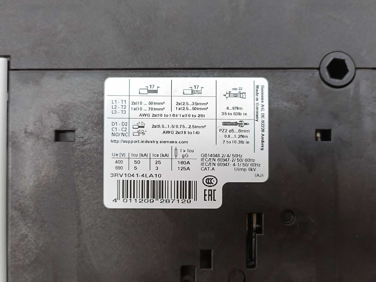 Siemens 3RV1041-4LA10 Circuit breaker