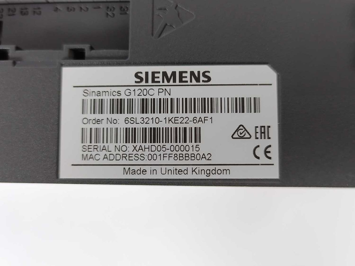 Siemens 6SL3210-1KE22-6AF1 SINAMICS G120C PN 11,0KW FILA