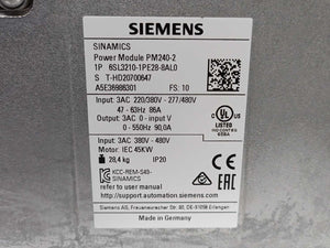 Siemens 6SL3210-1PE28-8AL0 Power Module PM240-2 + 6SL3244-0BB12-1FA0