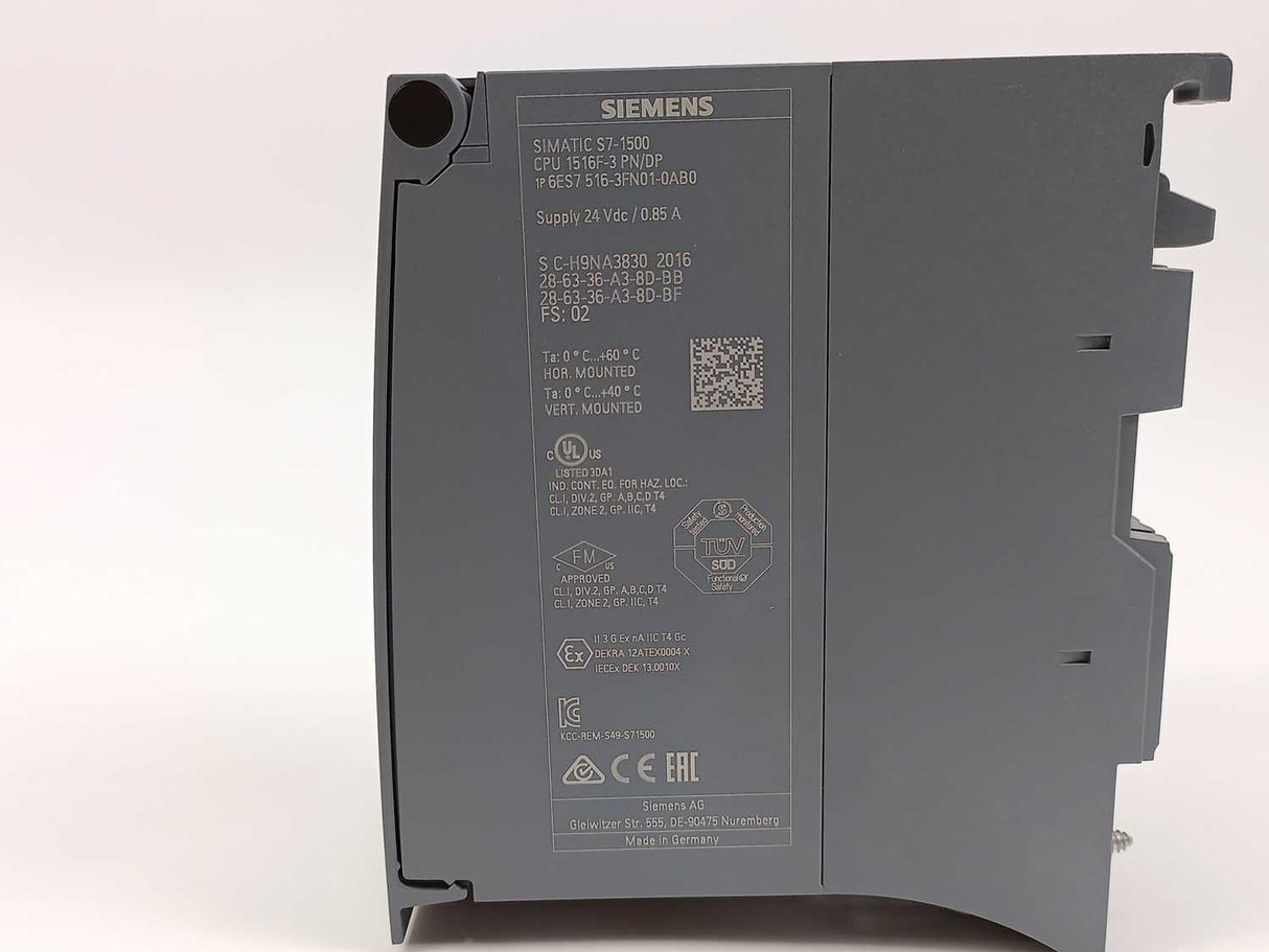 Siemens 6ES7516-3FN01-0AB0 SIMATIC S7-1500F, CPU 1516F-3 PN/DP