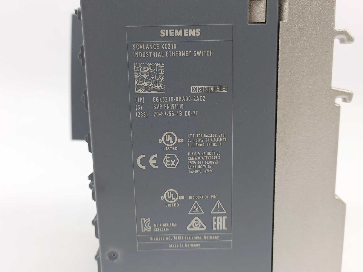 Siemens 6GK5216-0BA00-2AC2 SCALANCE XC216 Manageable Layer 2 IE switch