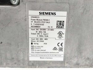 Siemens 6SL3210-1PE27-5AL0 SINAMICS Power Module PM240-2