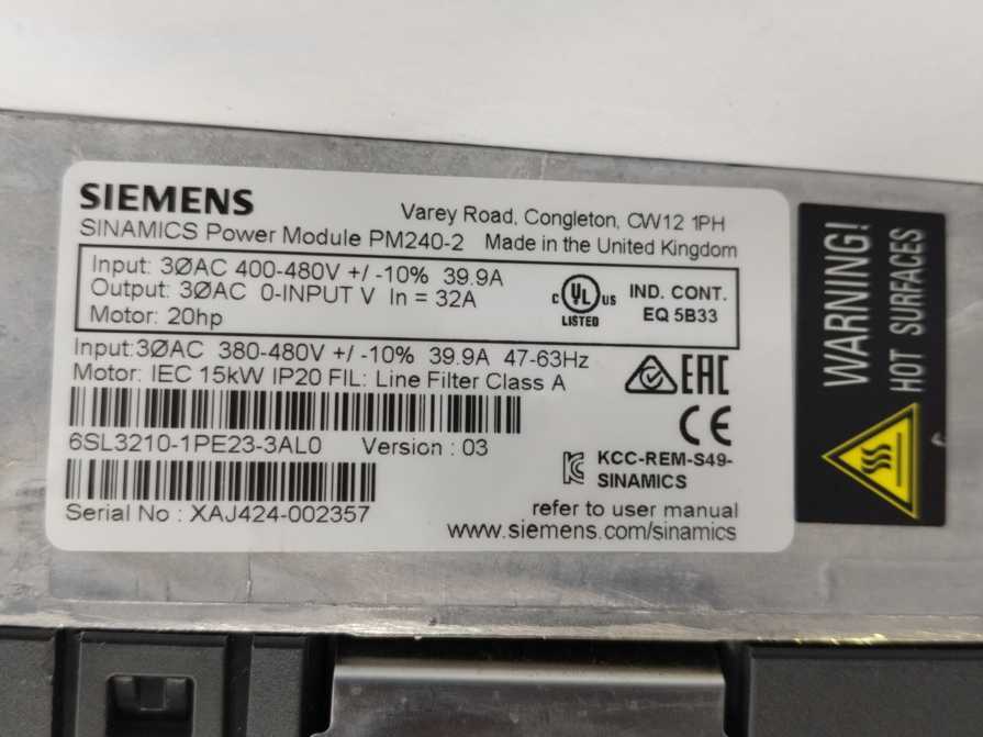 Siemens 6SL3210-1PE23-3AL0 6SL3244-0BB12-1FA0 SINAMICS Power Module