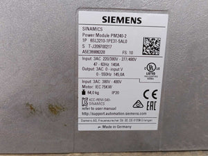Siemens 6SL3210-1PE31-5AL0 Power Module PM240-2
