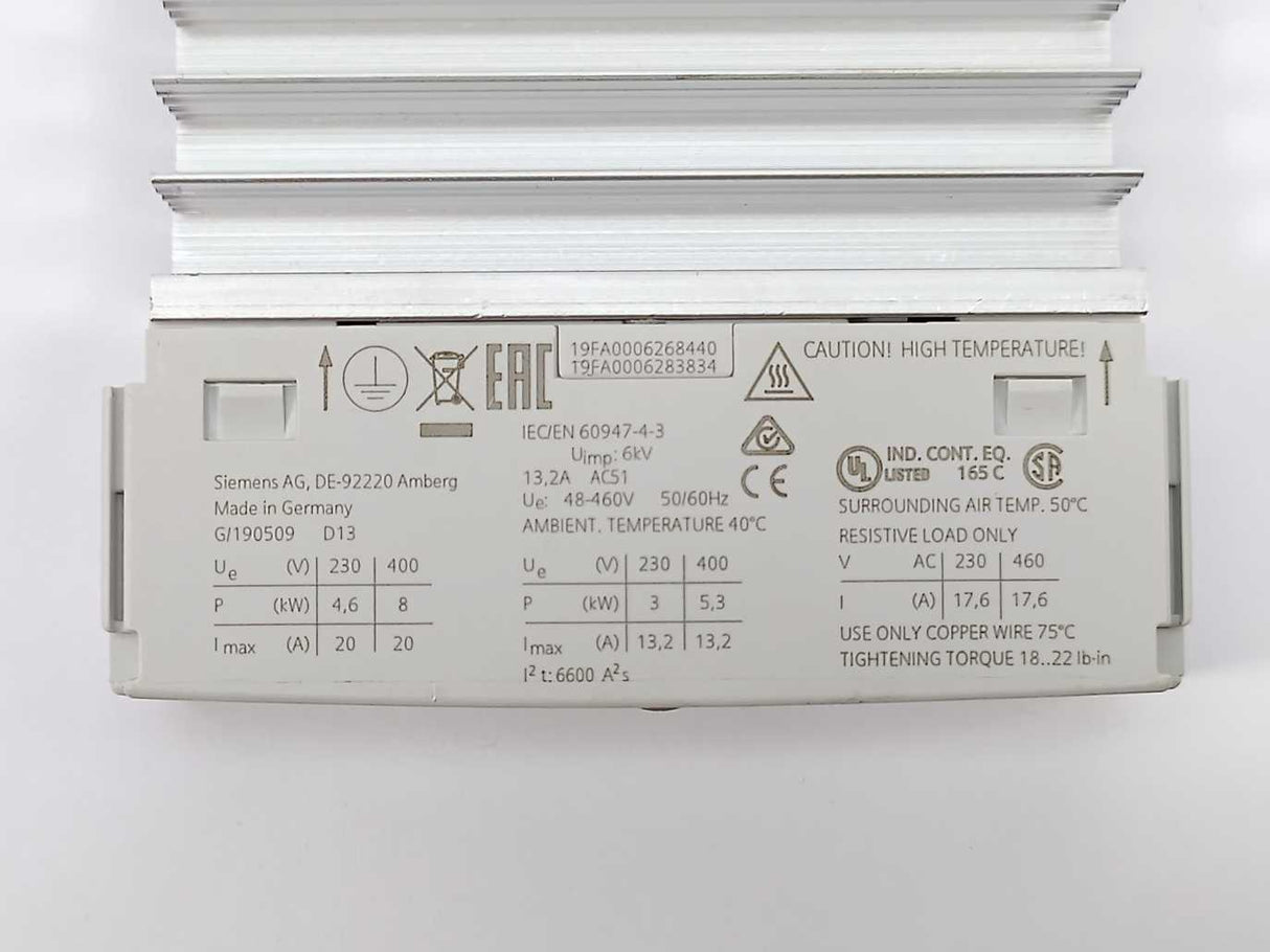 Siemens 3RF2320-1DA44 SIRIUS 3RF2 Solid-State Contactor, 1-Phase
