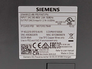 Siemens 6SL3210-5FE10-8UF0 SINAMICS V90 PROFINET (PN)