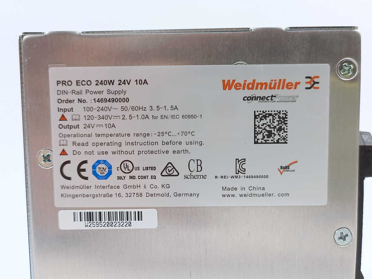 WEIDMULLER 1469490000 PRO ECO 240W 24V 10A Power Supply