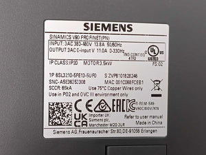 Siemens 6SL3210-5FE13-5UF0 SINAMICS V90 Servo Drive – 3.5 kW, PROFINET