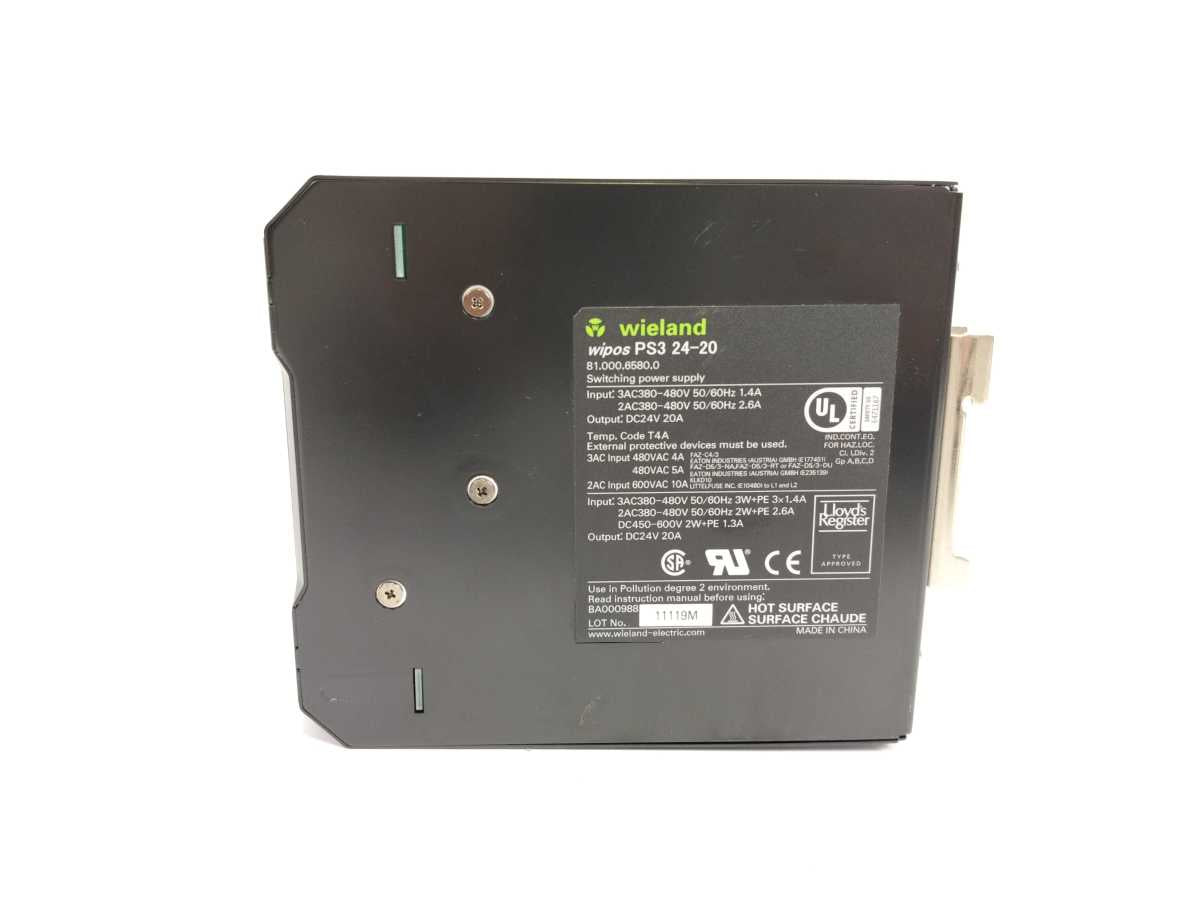 Wieland 81.000.6580.0 Wipos PS3 24V 20A Switching Power Supply