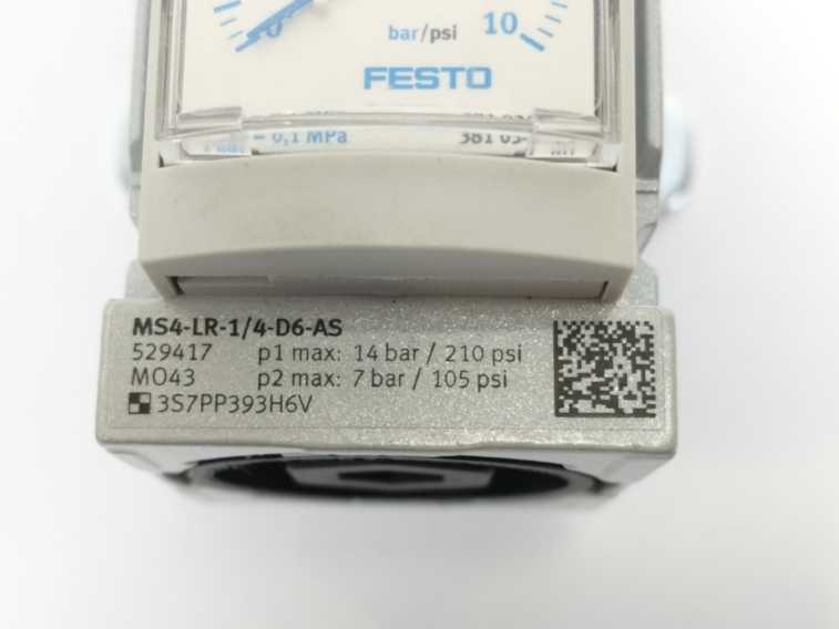 Festo MS4-LR-1/4-D6-AS Pressure Regulator Valve