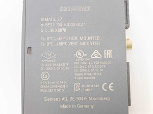 Siemens 6ES7 134-6JD00-0CA1 Analog Input Module w/ 6ES7 193-6BP20-0DA0