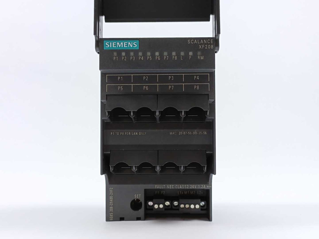 Siemens 6GK5208-0BA00-2AF2 SCALANCE XF208 Industrial Ethernet Switch.