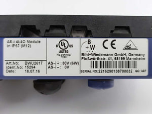 Bihl+Wiedemann BWU2617 ASi Digital I/O Module 8 M12 Sockets