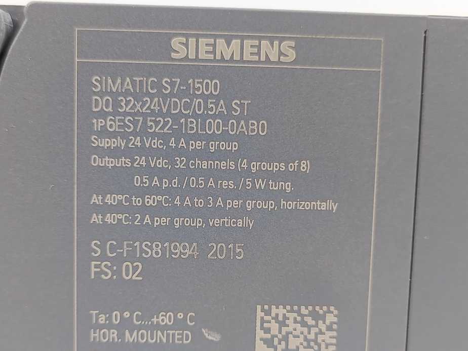 Siemens 6ES7522-1BL00-0AB0 SIMATIC S7-1500 Digital Output Module