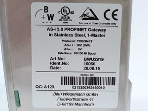Bihl+Wiedemann 16066 BWU2919 AS-i 3.0 PROFINET Gateway in Stainless Steel