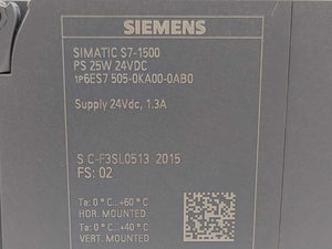 Siemens 6ES7505-0KA00-0AB0 System Power Supply 24Vdc, 1.3A