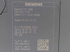 Siemens 6ES7511-1AK01-0AB0 SIMATIC S7-1500 CPU 6ES7591-1AA01-0AA0 Display