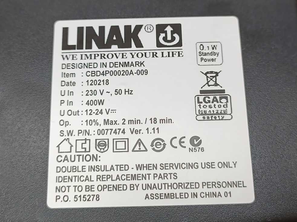 LINAK CBD4P00020A-009 2 Channel Controller w. Cables