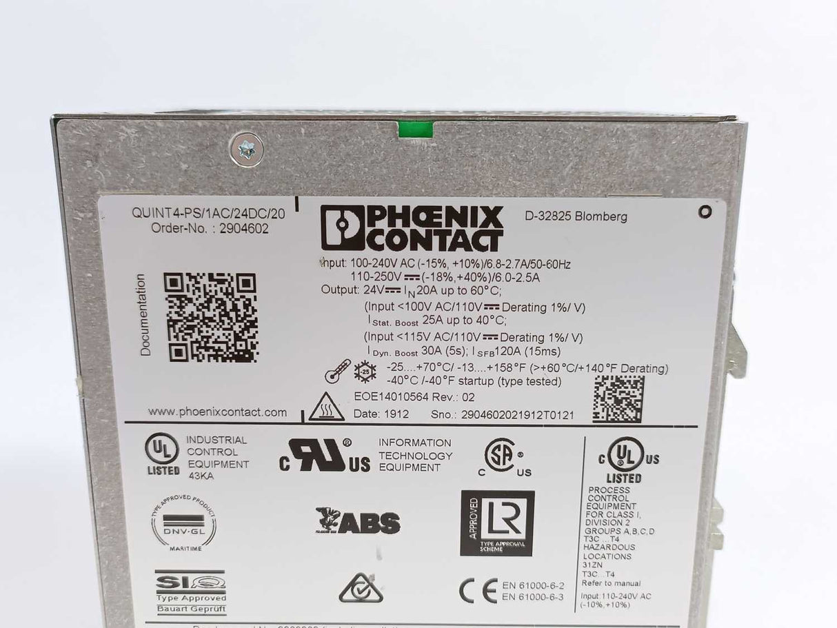 Phoenix Contact 2904602 QUINT4-PS/1AC/24DC/20 Power Supply Unit