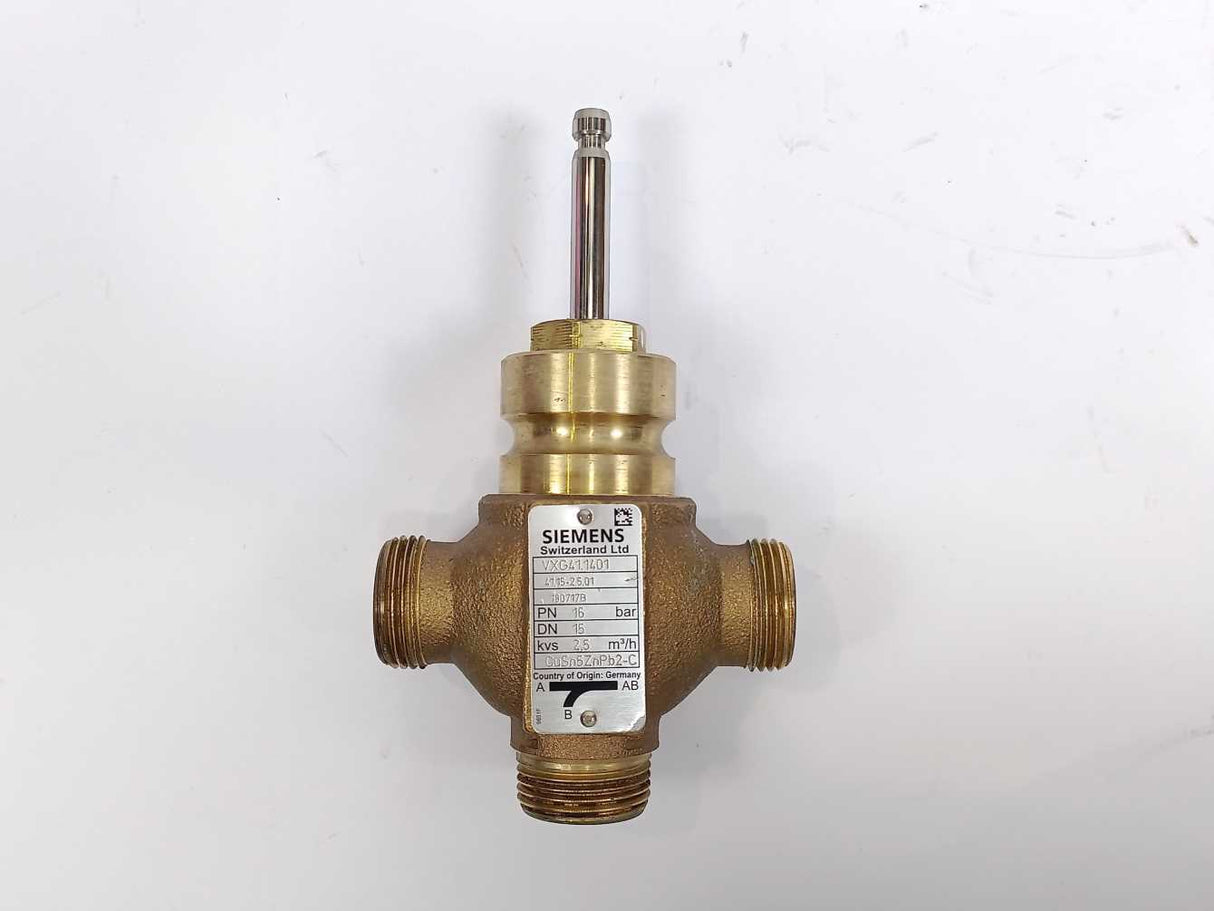 Siemens VXG41.1401 3-port Seat Valve, External Thread, PN16, DN15, kvs 2.5