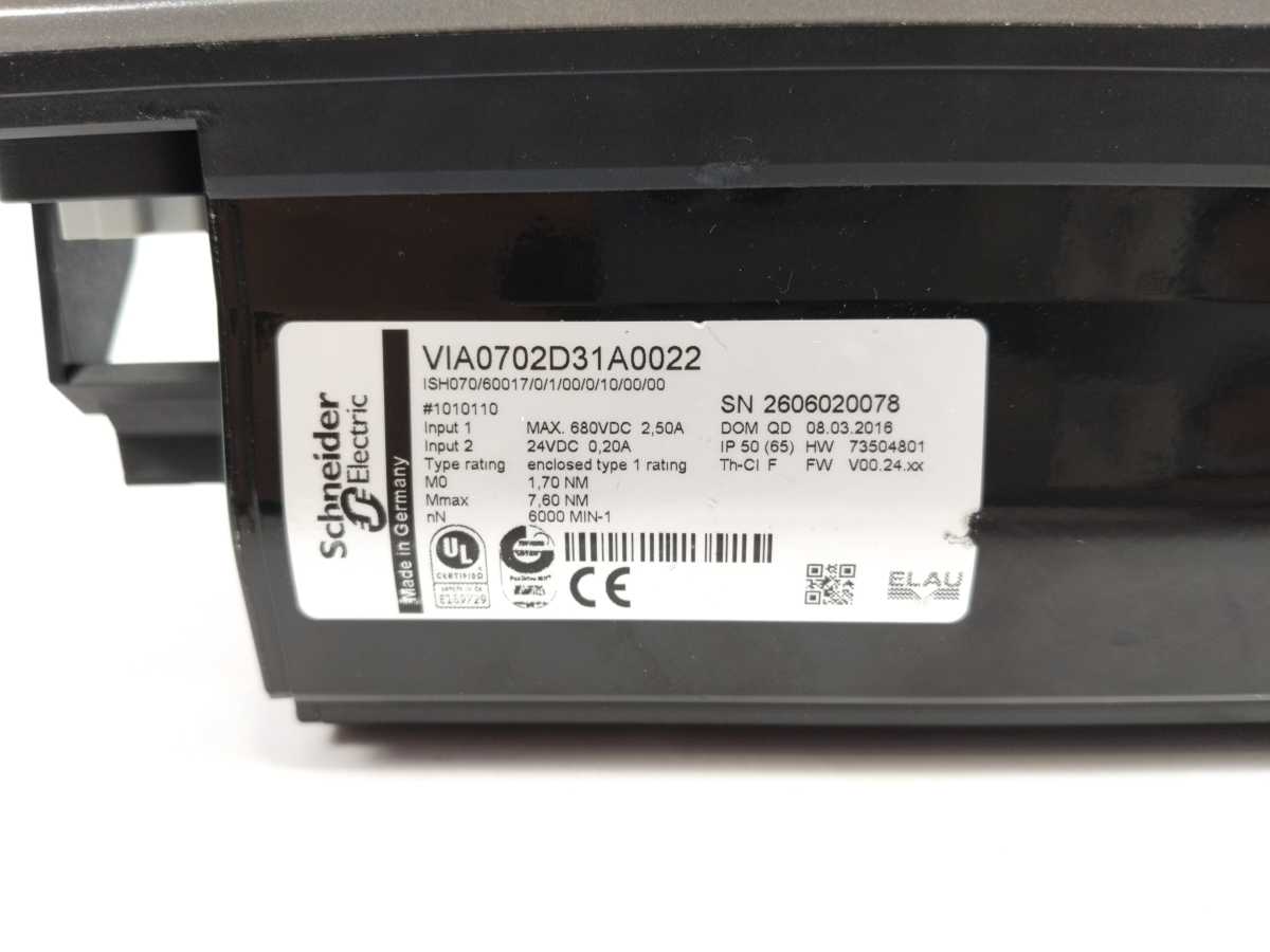 Schneider Electric VIA0702D31A0022 ISH070/60017/0/1/00/0/10/00/00 Servo Motor