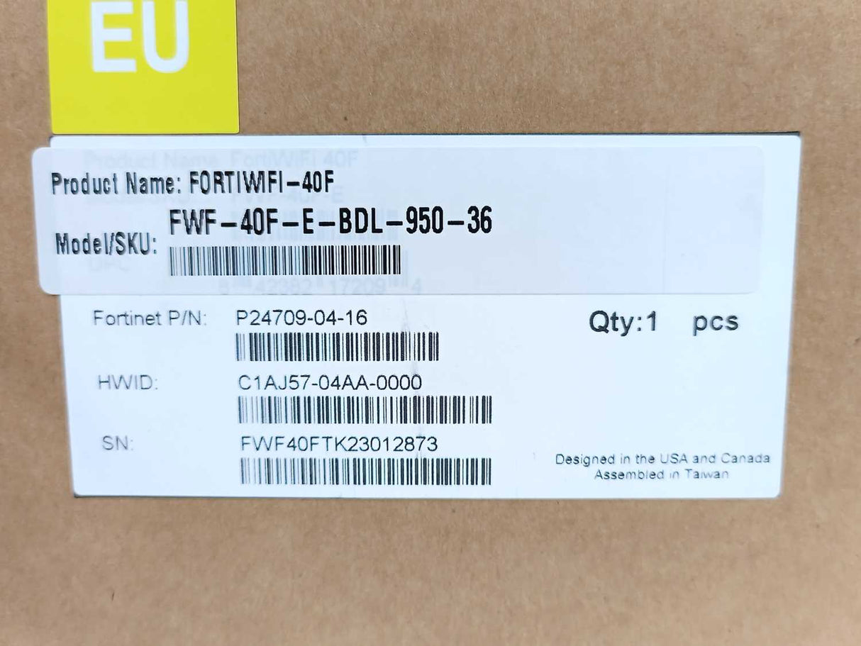 Fortinet FWF-40F-E-BDL-950-36 FORTIWIFI-40F Desktop Hardware Firewall Unit