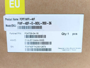 Fortinet FWF-40F-E-BDL-950-36 FORTIWIFI-40F Desktop Hardware Firewall Unit