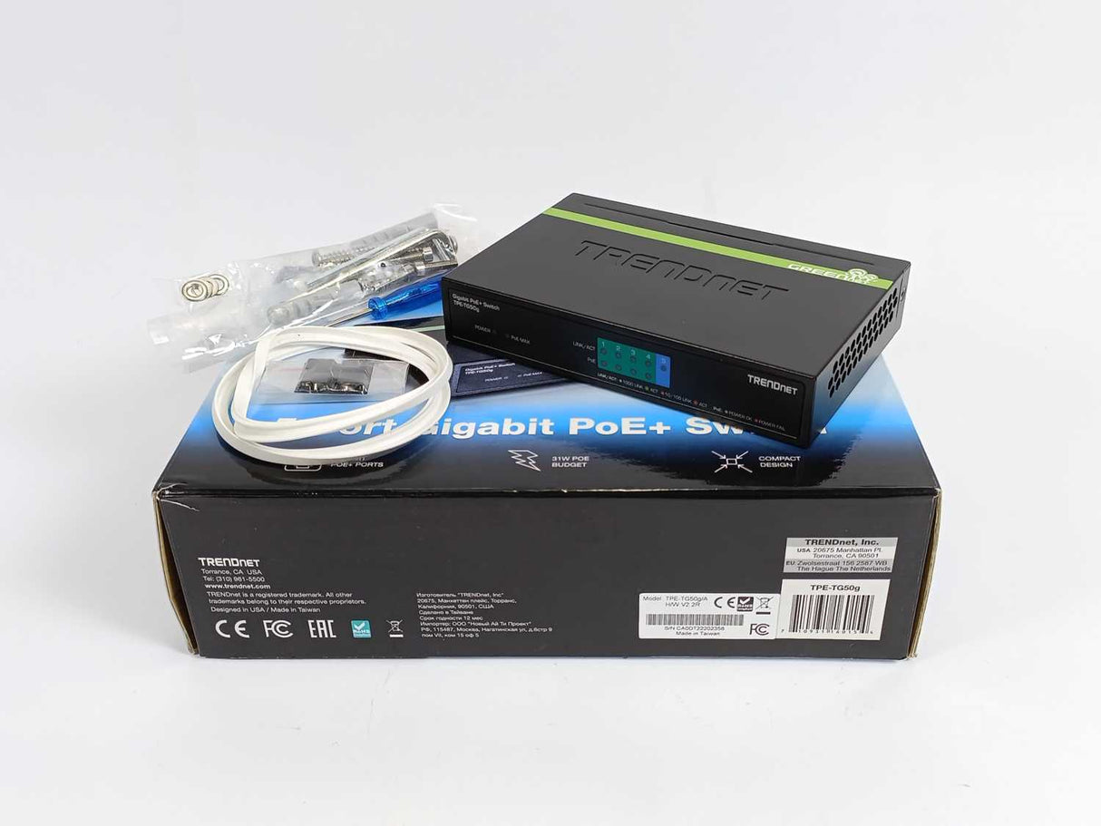 TRENDnet TPE-TG50g/A 5-Port Gigabit PoE+ Switch, H/W:V2.2R