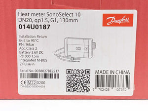 Danfoss 014U0187 SonoSelect 10 - Ultrasonic Heat Meter M-Bus DN20, g1, 130mm
