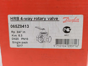 Danfoss 065Z0413 HRB 4-Way Rotary Valve. HRB 4, PN 10, DN 20, 6.3 m³/h, Rp 3/4