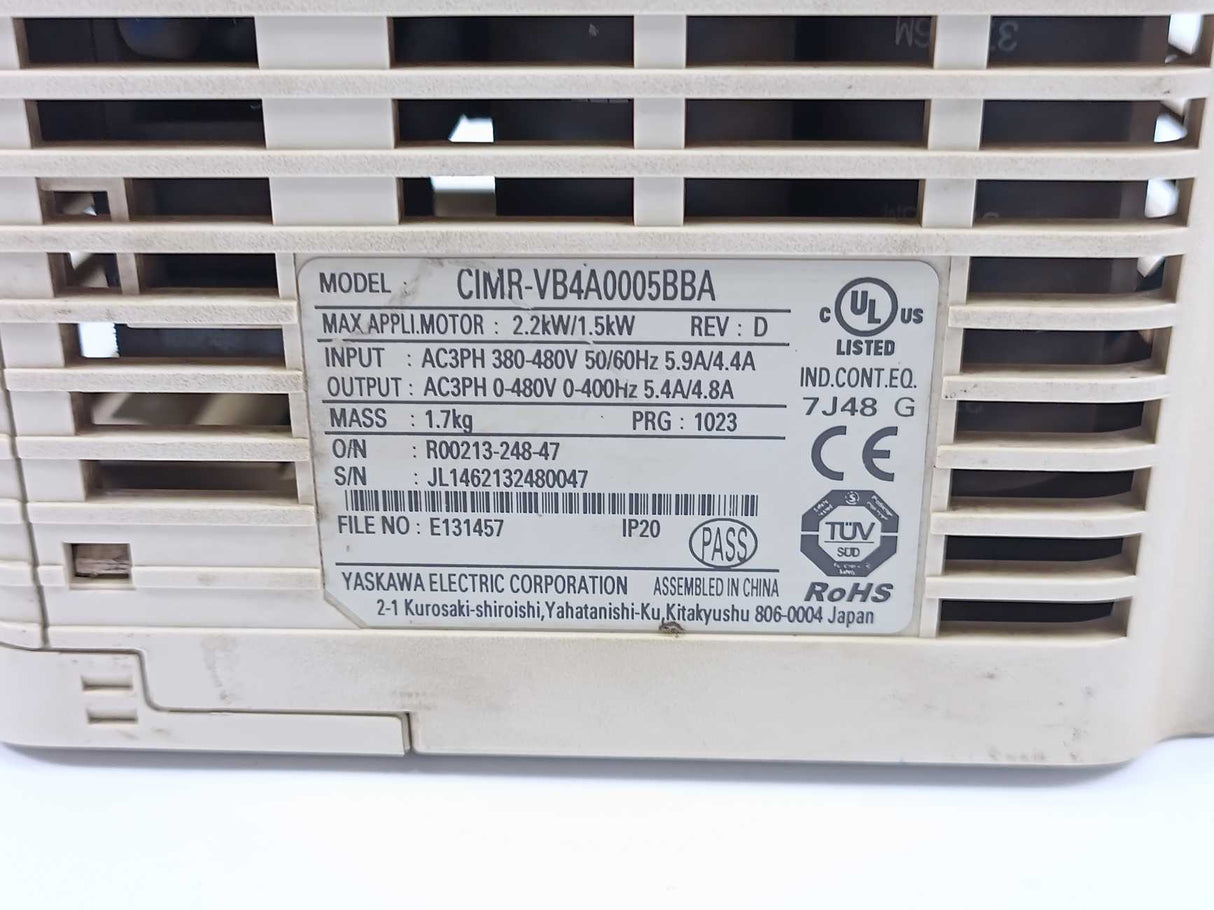 YASKAWA CIMR-VB4A0005BBA Variable Frequency Drive, 2.2kW/1.5kW