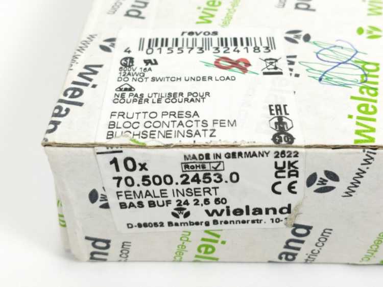Wieland 70.500.2453.0 Female Insert BAS BUF 24 2,5 50 10pcs.