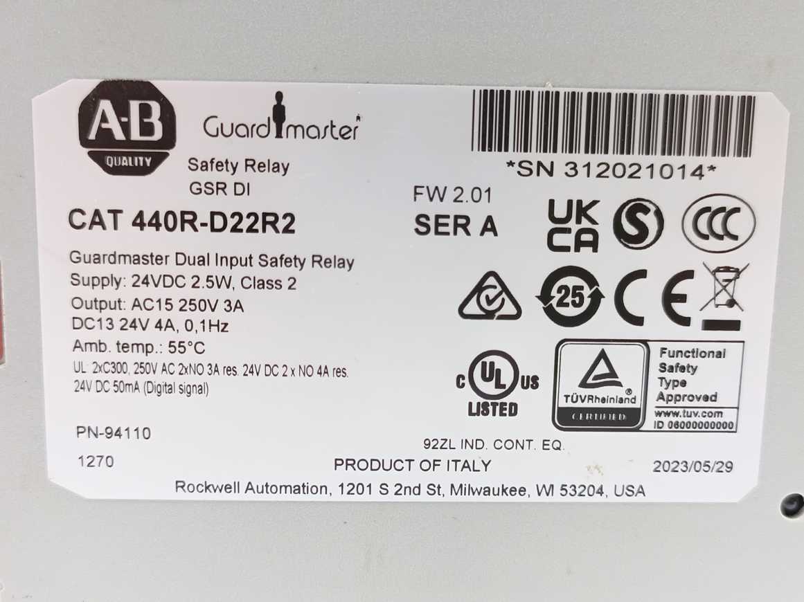 AB 440R-D22R2 Ser. A Guardmaster Dual Input Safety Relay 24VDC