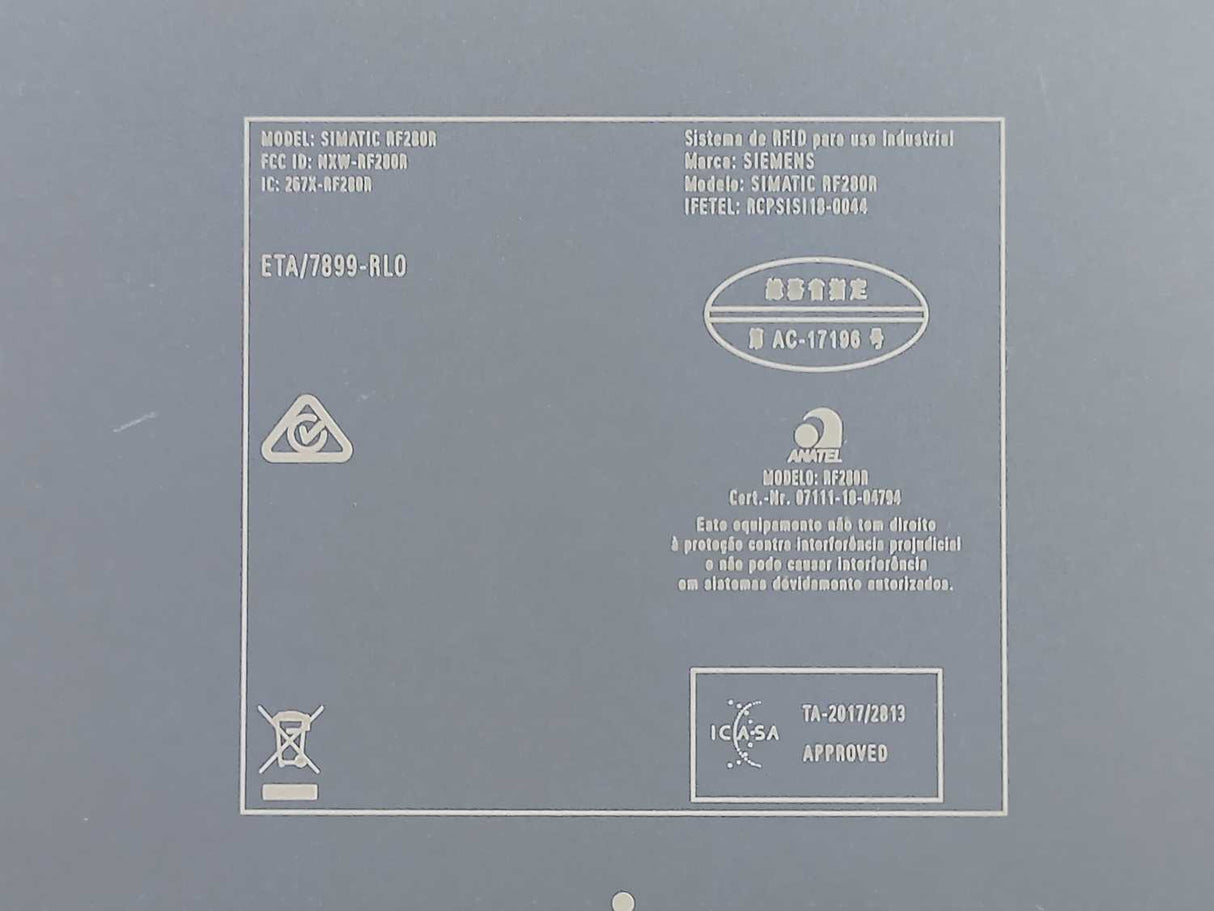 Siemens 6GT2821-8AC40 SIMATIC RF280R-RS232 RF Reader