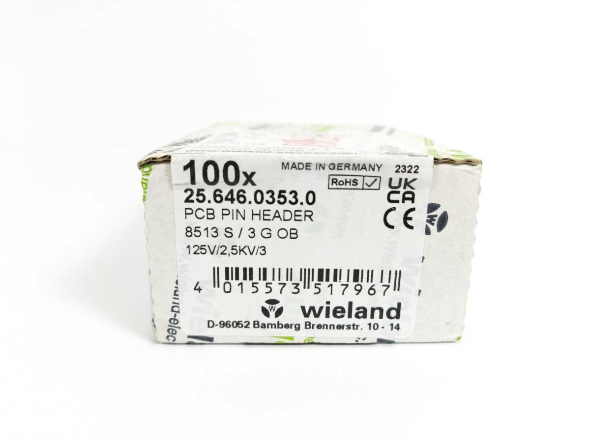 Wieland 25.646.0353.0 PCB Pin Header 8513 S / 3 G OB - 100pcs batch