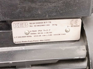 Keb S2.2A DA80G4 B F I TS 0.75kW motor 164Nm IM H3 i=38.750