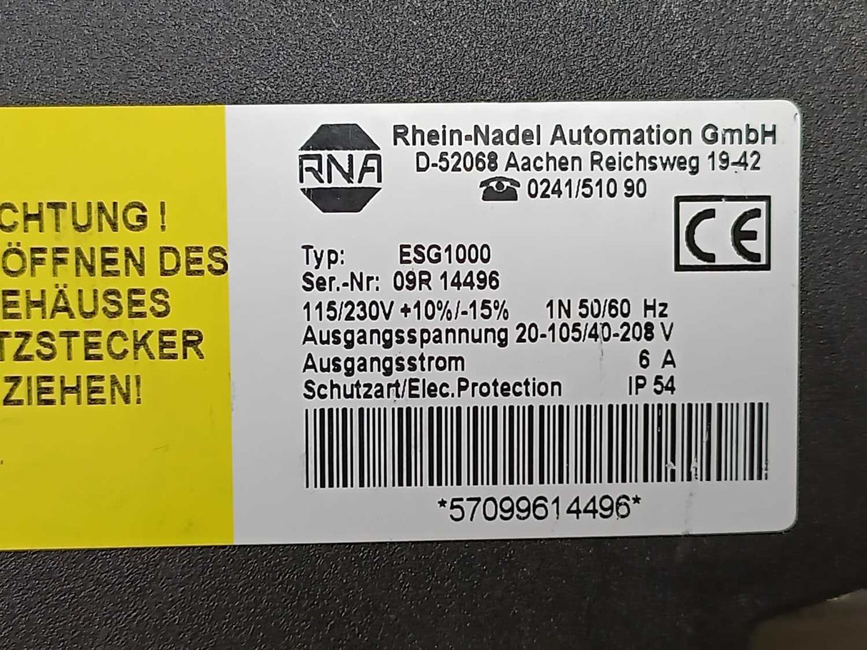 Rhein-Nadel Automation SRC-N250-2L Vibratory bowl feeder ESG1000 control unit