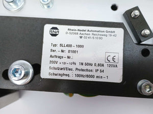 Rhein-Nadel Automation SLL400-1000 Linear feeder with ESG1000 control unit