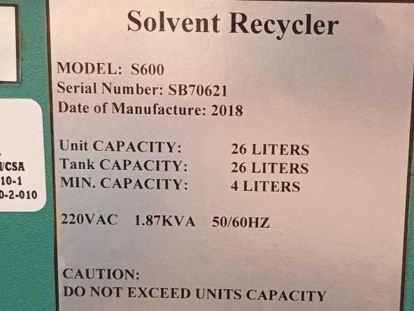 CBG BIOTECH S600 Solvent Recycler 26l