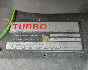 PRC LASER TURBO FLOW Rev. 12 Air Compressor serviced annually