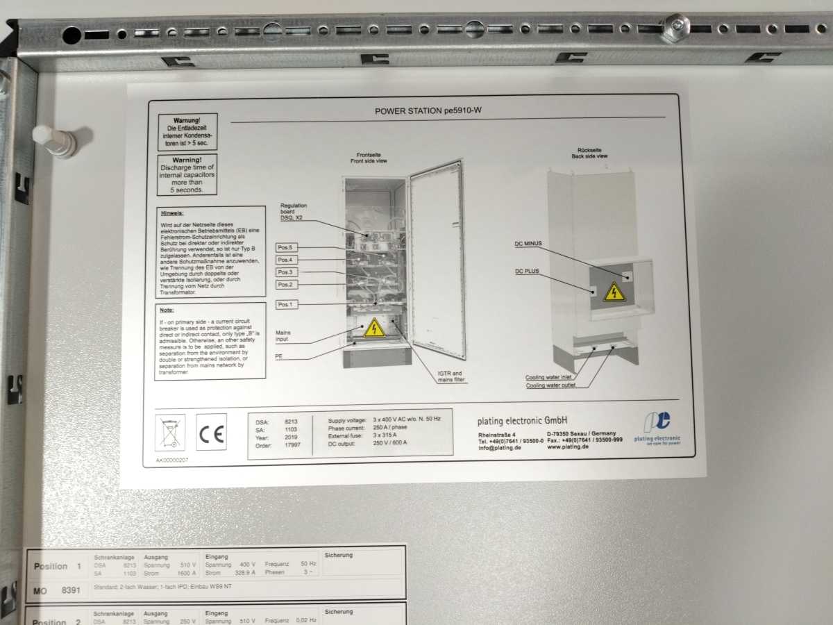 Plating Electronic FRK0004650 pe5910-W High-Current Power Supply POWER STATION