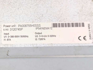 Vacon / Danfoss NXS00875A5H0SSSA1A2000000 87A, 380-500V Three Phase AC Drive