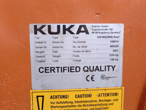 KUKA KR180 (2000) floor 800520, Heavy Duty Robot w/ KR C2 Controller,