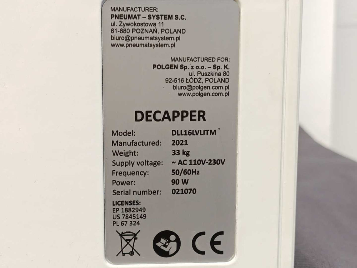 Pneumat - System DLL16LVLITM CDC-96CH-IT-DD Decapper Safe Cap 96 CDC-96CH