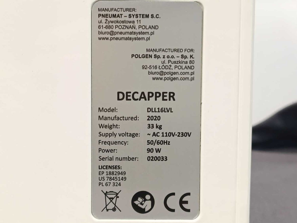 Pneumat - System DLL16LVL CDC-96CH-IT-DD Decapper Safe Cap 96 CDC-96CH