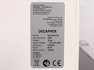 Pneumat - System DLL16LVLITM  CDC-96CH-IT-DD Decapper Safe Cap 96 CDC-96CH